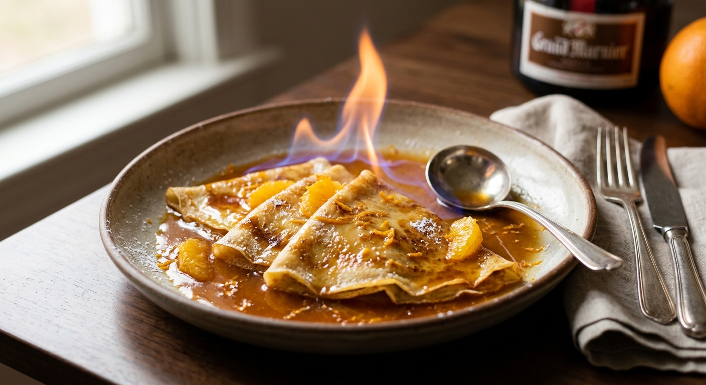 Crêpes Suzettes flambées