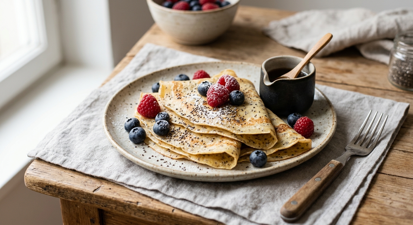 Crêpes vegan sans oeuf, aux graines de chia