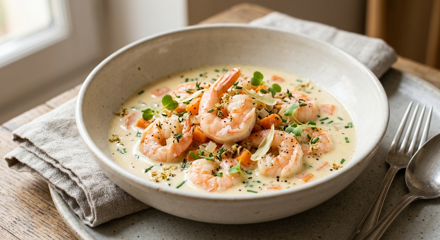 Crevettes à l'infusion de tilleul