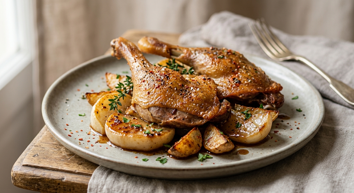 Cuisses de canard et navets confits