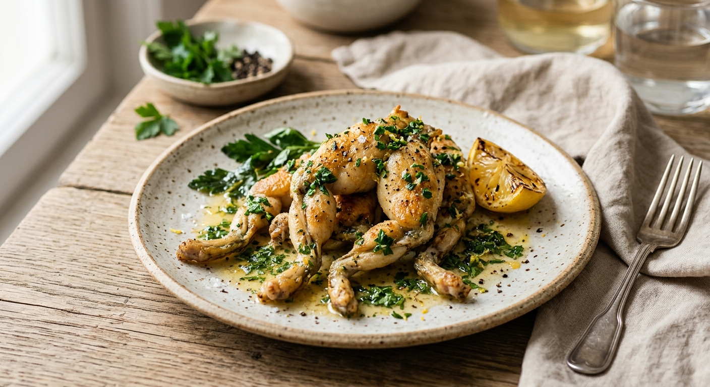 Cuisses de grenouille citronnées et persillés