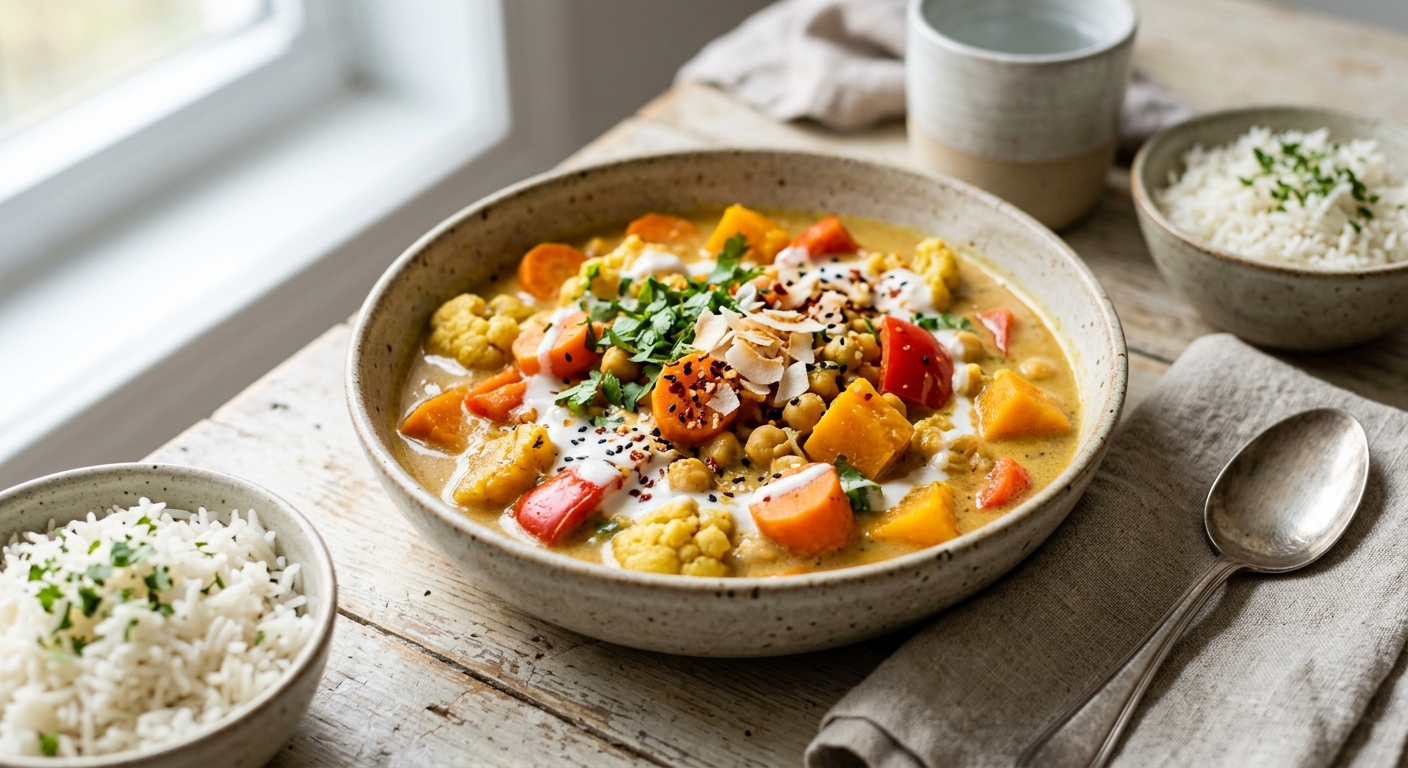 Curry de légumes végétalien