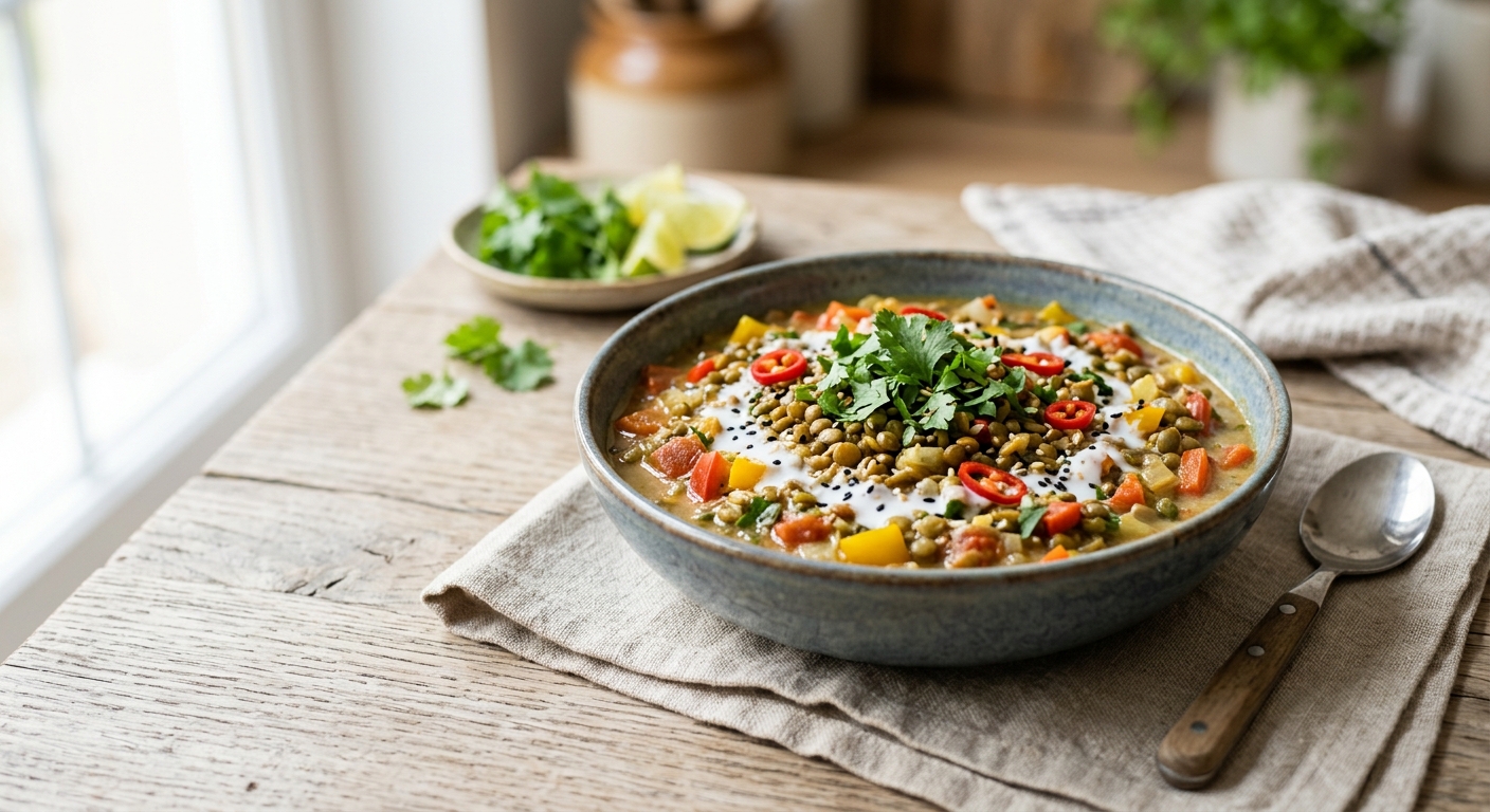 Curry de lentilles aux poivrons