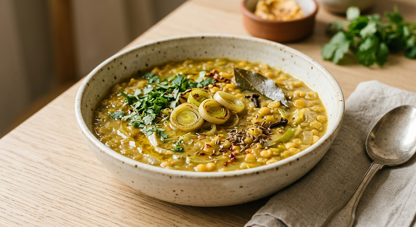 Dal aux poireaux et pois cassés