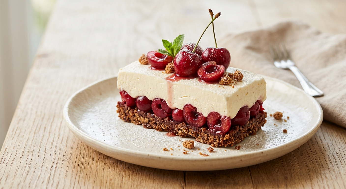 Dessert glacé mousse mascarpone et cerises