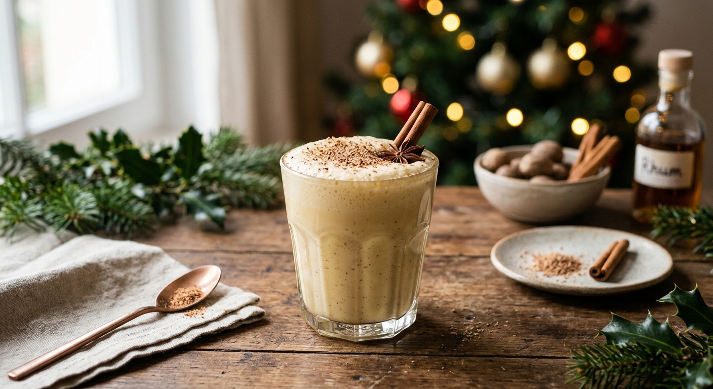 Eggnog, lait de poule, boisson américaine de Noël (avec ou sans alcool)