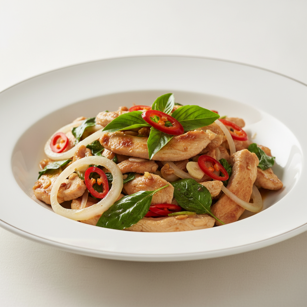 Émincé de poulet au basilic thaï