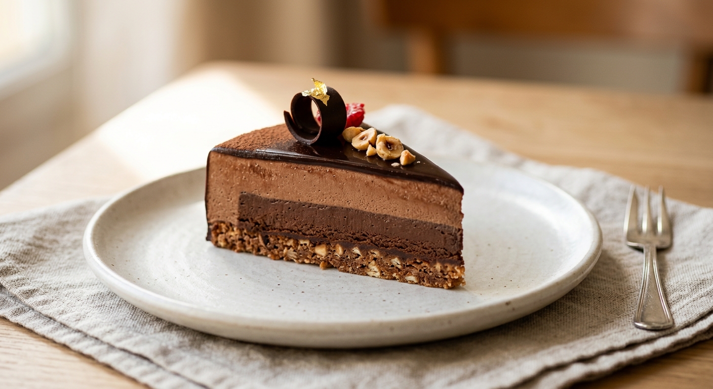 Entremets croustillant aux deux mousses au chocolat