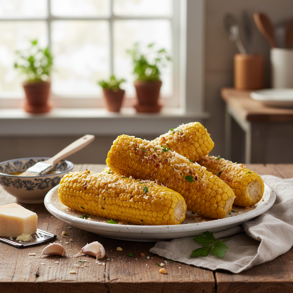 Épis de maïs rôtis au beurre de parmesan