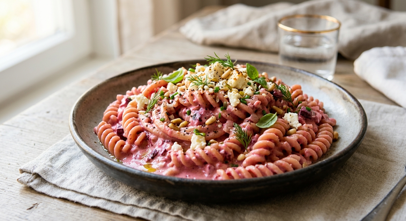 Feta pasta à la betterave