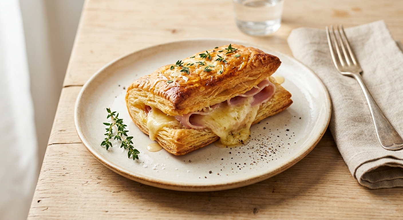 Feuilleté au fromage de chèvre et jambon