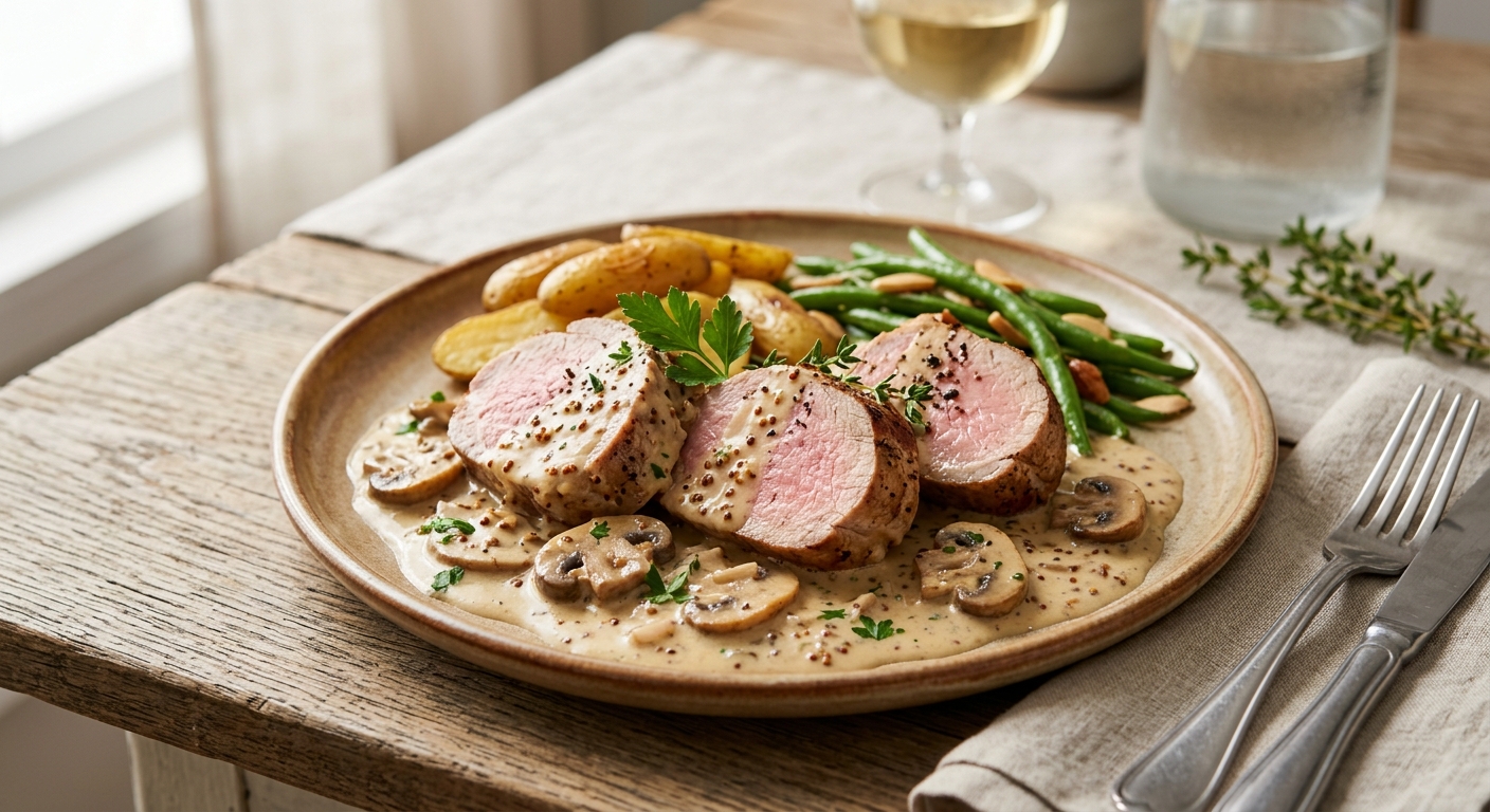 Filet mignon de porc à la moutarde