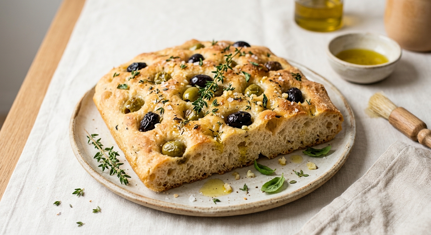 Focaccia aux olives & Thym frais