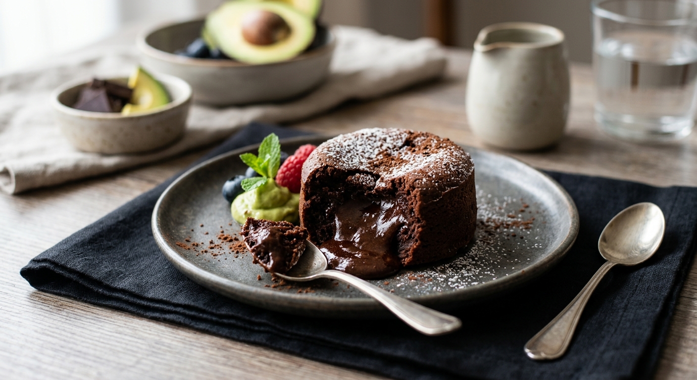 Fondant au chocolat et à l'avocat (sans gluten)