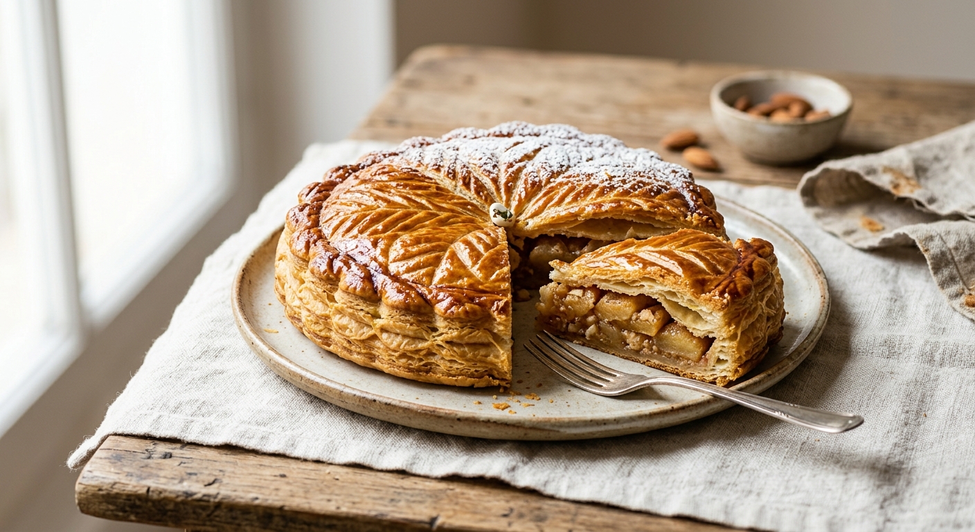 Galette des rois aux pommes, amandes et cannelle maison