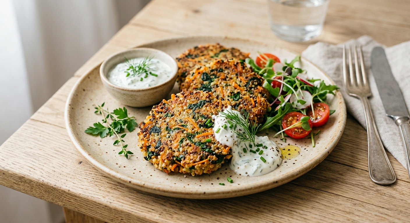 Galettes végétales de quinoa aux legumes