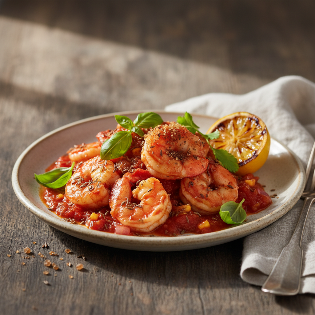 Gambas aux tomates épicées