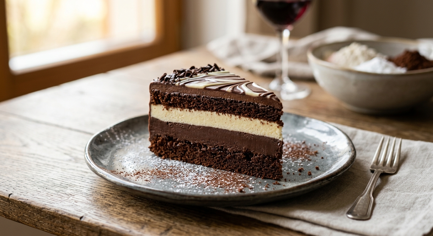 Gâteau au chocolat noir et chocolat blanc
