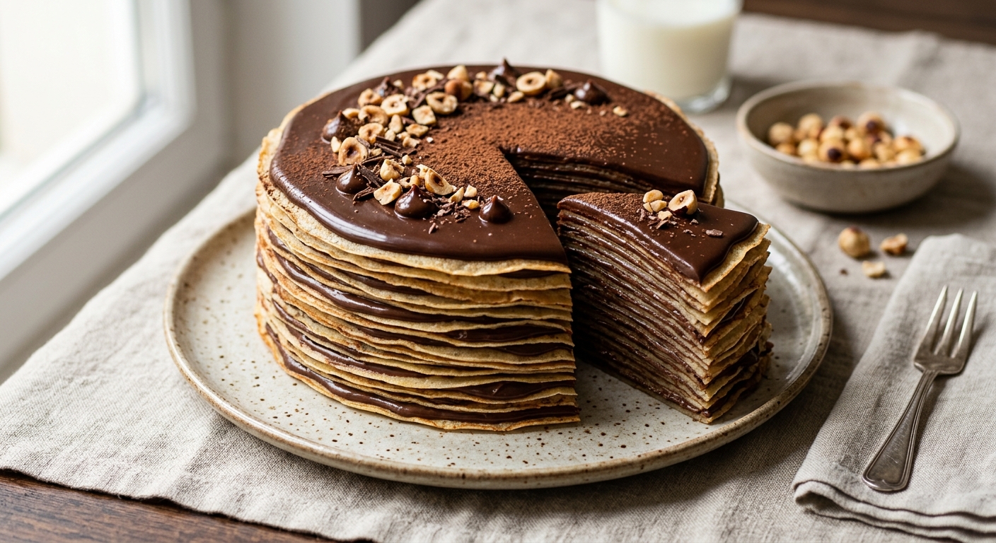 Gâteau de crêpes au Nutella et chocolat