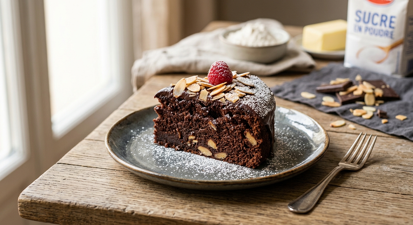 Gâteau moelleux aux amandes et chocolat