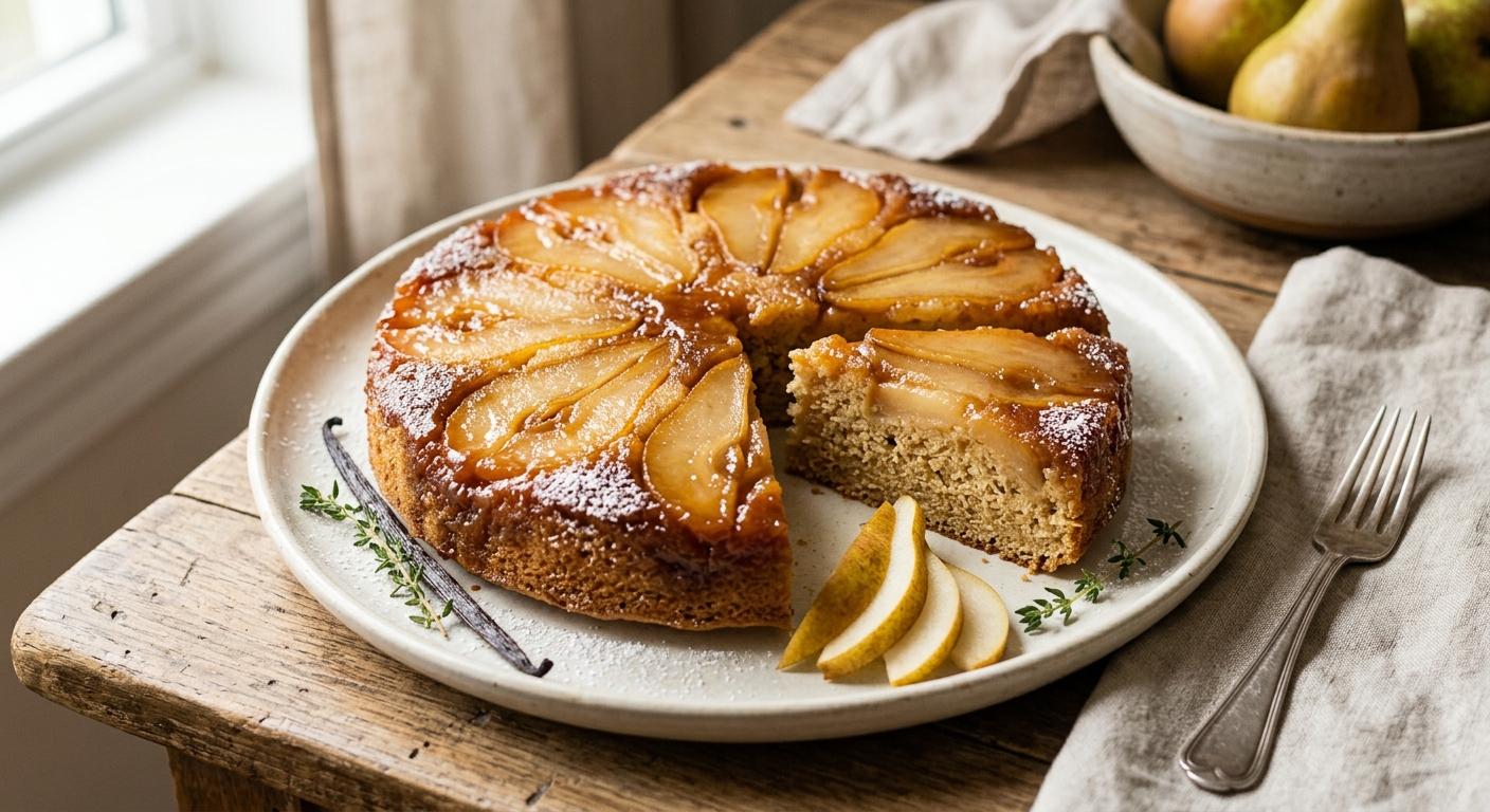 Gâteau renversé aux poires