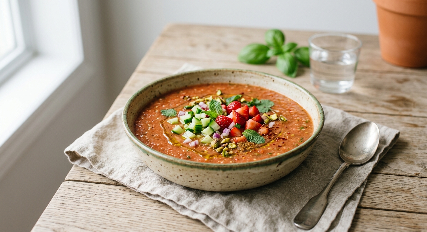 Gazpacho épicé tomate fraise concombre