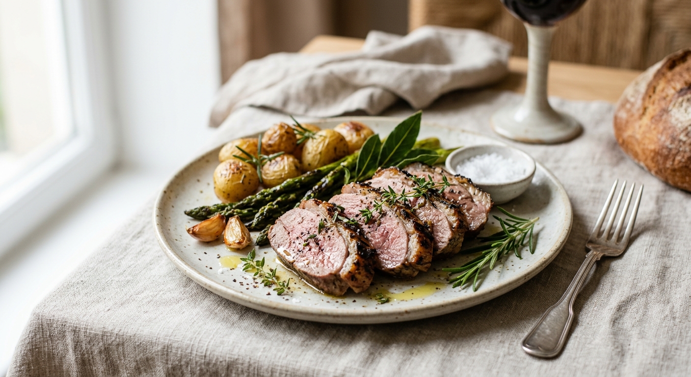 Gigot grillé mariné à l'huile arômatisée