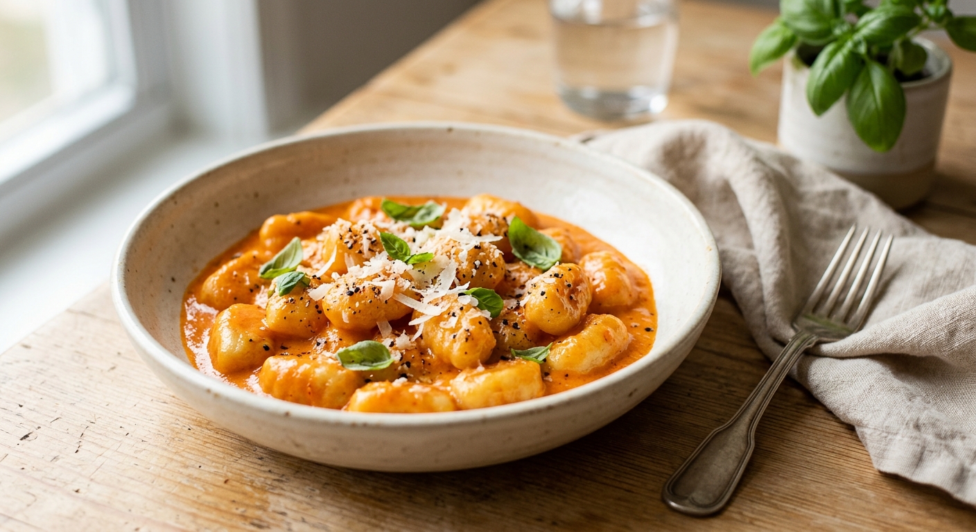 Gnocchi à la crème de poivron