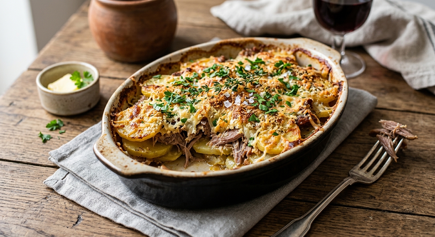 Gratin au canard confit et pommes de terre sarladaises au Cookeo