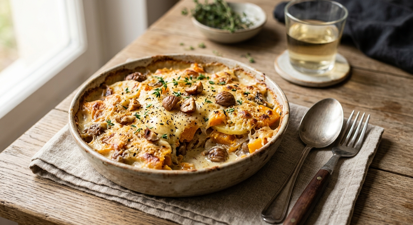 Gratin d'automne courge et châtaignes