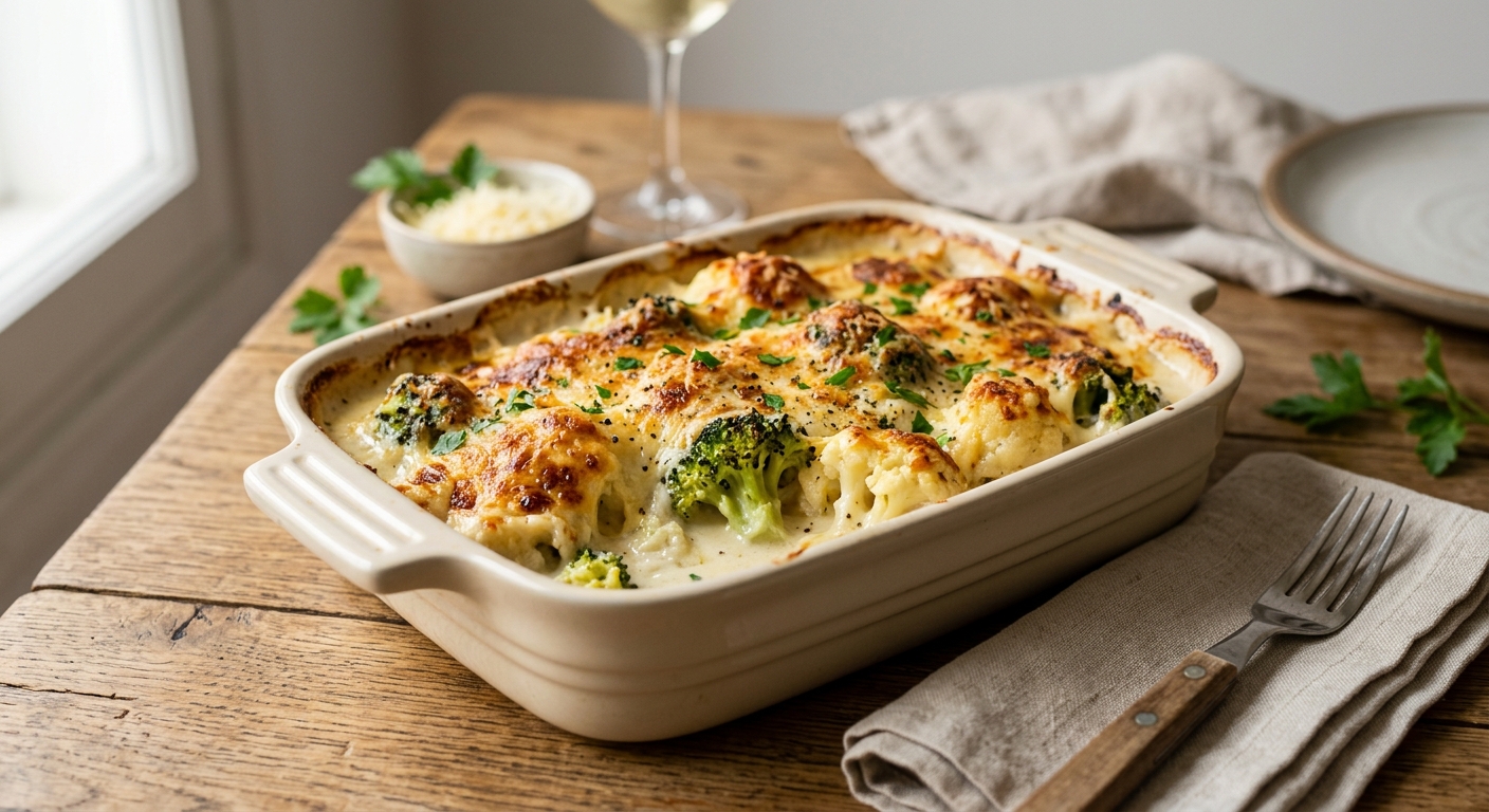 Gratin de brocoli et chou-fleur