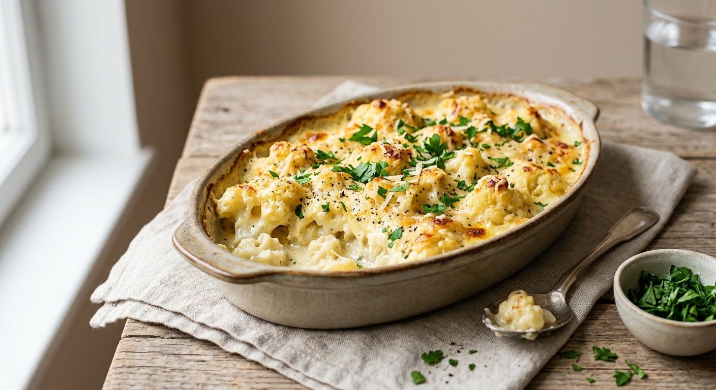 Gratin de chou-fleur allégé pas cher en 10 min