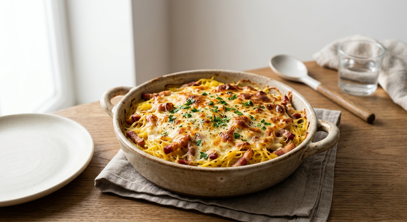 Gratin de courge spaghetti aux lardons