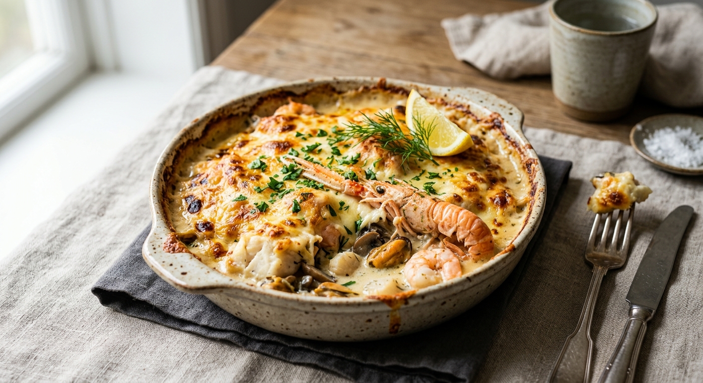 Gratin de poisson et de fruits de mer
