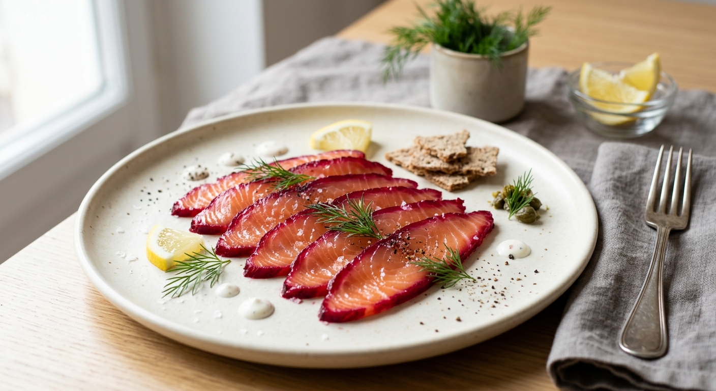 Gravlax de saumon à la betterave