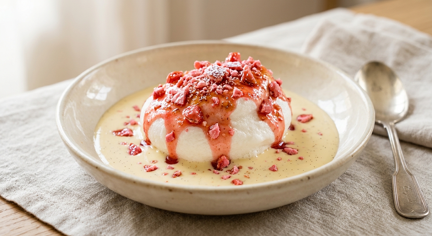 Ile flottante aux pralines roses