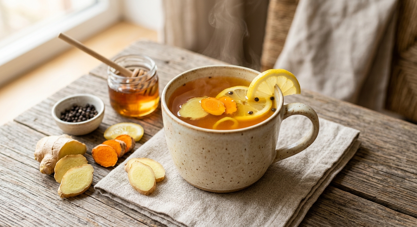 Infusion gingembre, curcuma, citron