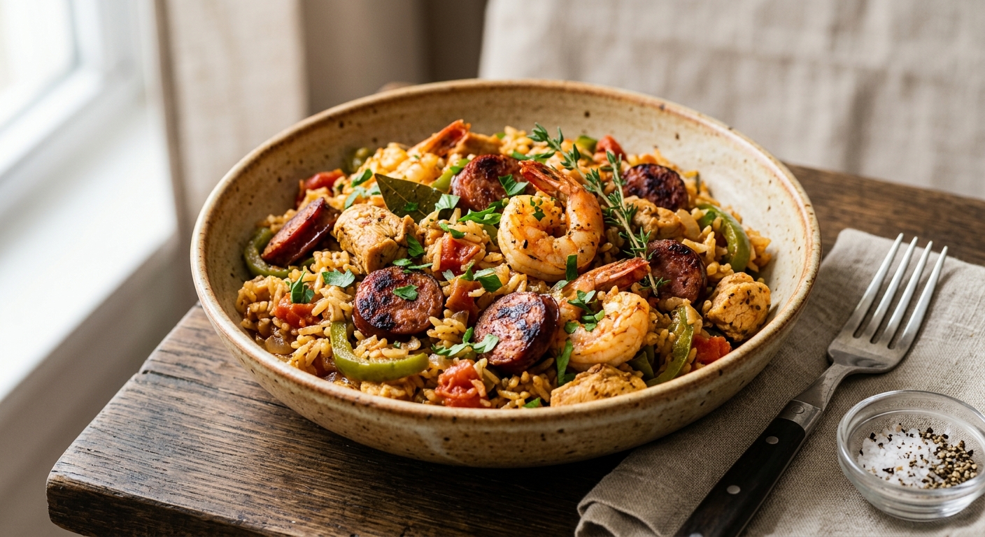 Jambalaya aux saucisses fumées