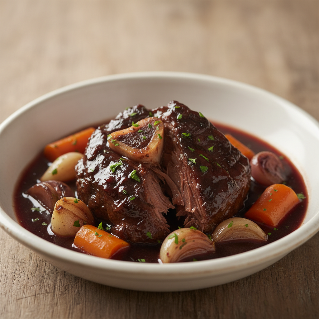 Joue de boeuf braisée au vin