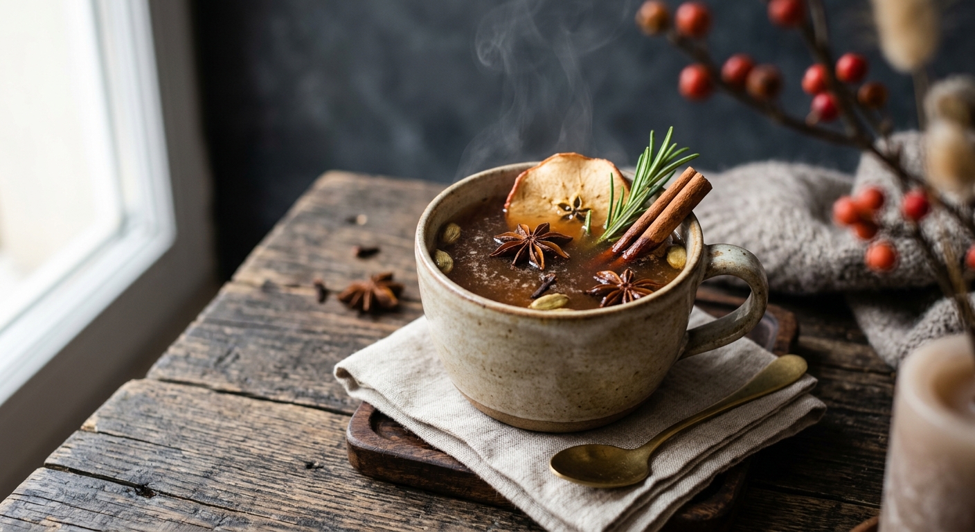 Jus de pommes chaud aux épices de Noël - fait maison