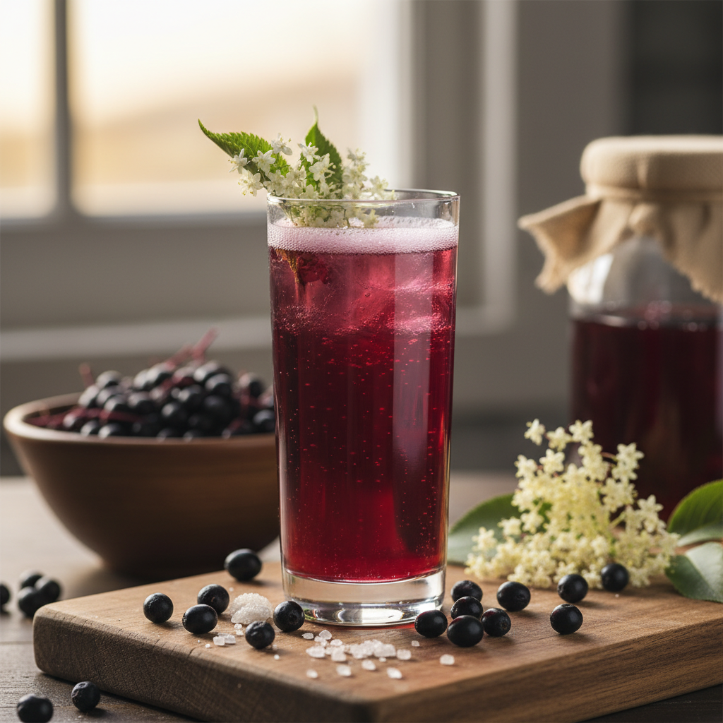 Kombucha aux baies de sureau noir