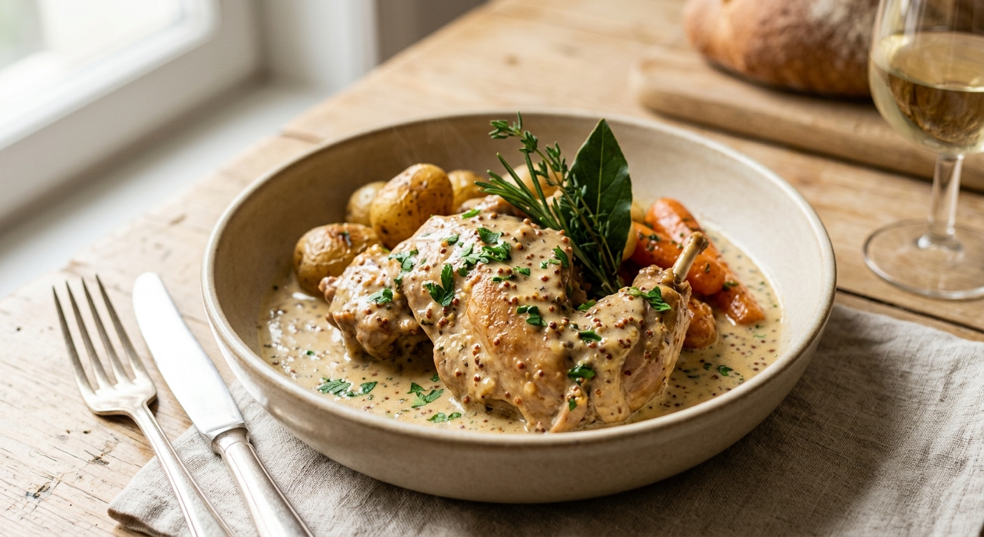 Lapin à la moutarde et crème
