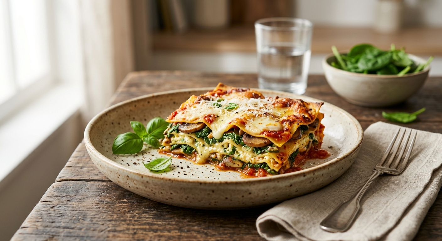 Lasagnes épinards & champignons