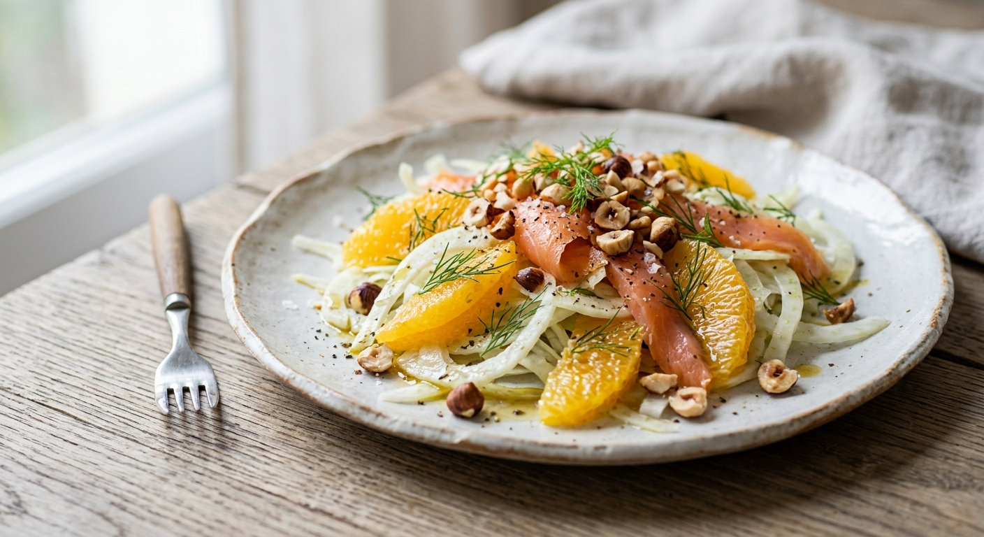 Salade de fenouil à l’orange & saumon fumé