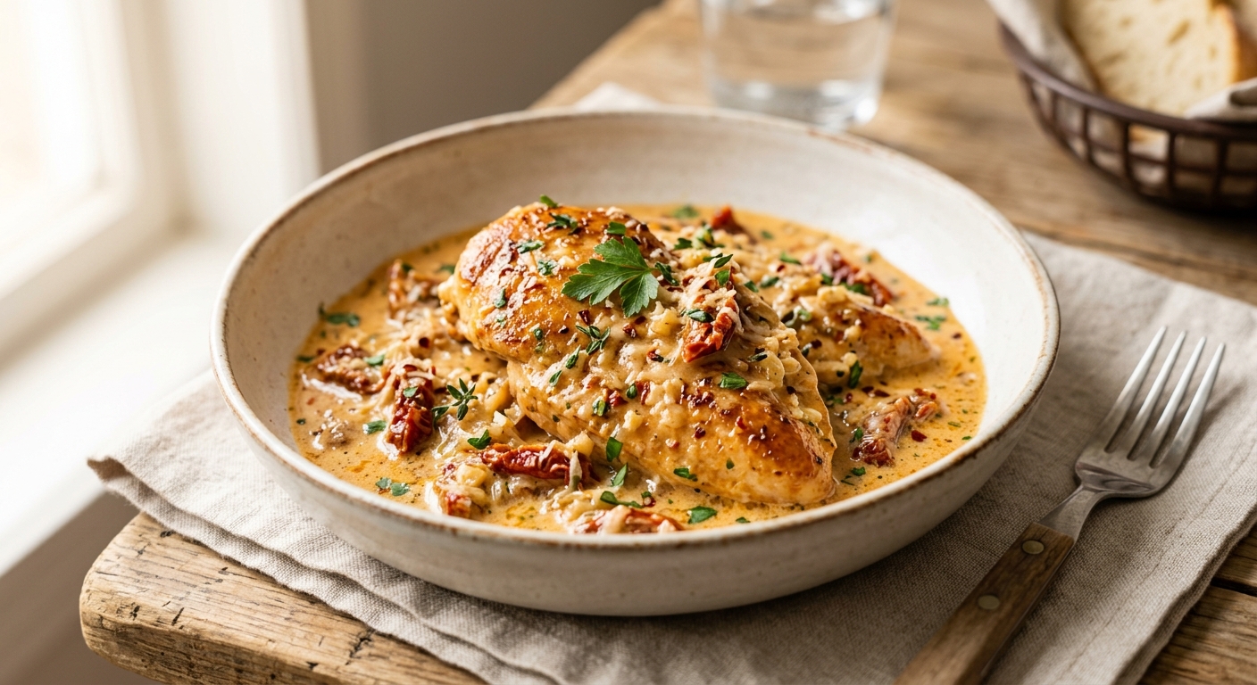 Marry Me chicken, poulet moelleux parmesan tomates séchées