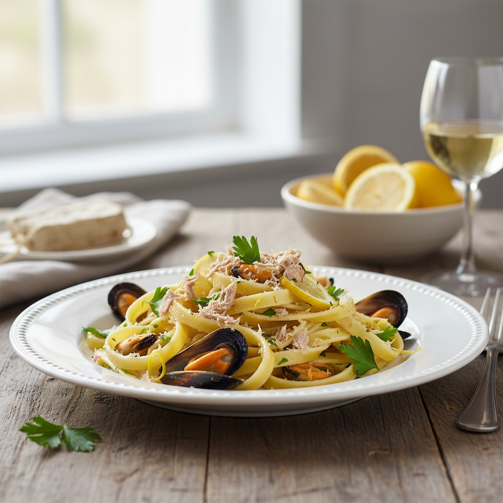 Mes rubans à la poutargue et aux moules