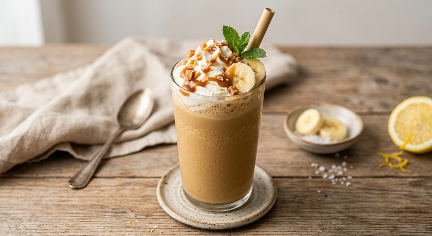 Milkshake à la banane et caramel fleur de sel