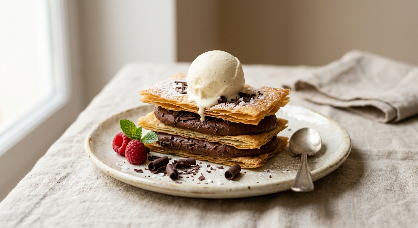 Millefeuilles chocolat et glace vanille