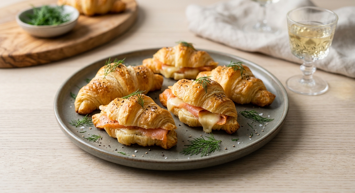 Mini-croissants au saumon pour l'apéritif