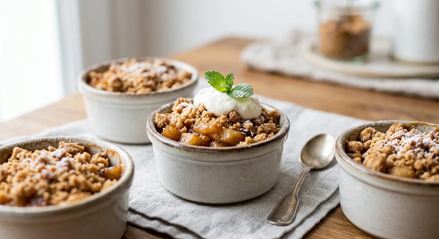 Mini crumbles aux pommes et spéculoos au fromage blanc